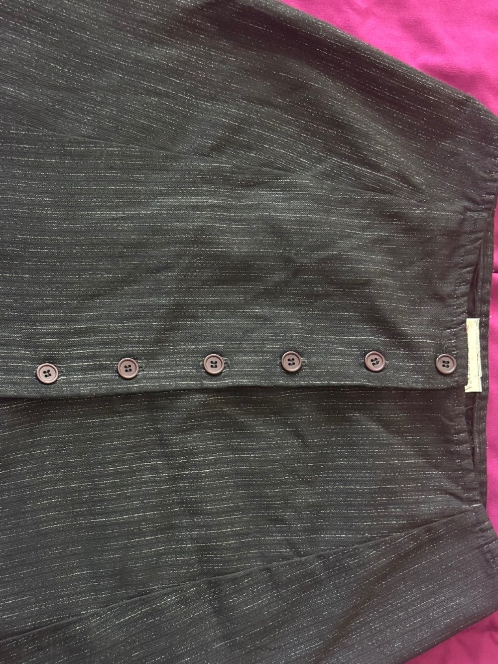 Vintage Christina Steve Madden Dark Grey Metallic Striped Button Mini Skirt 11